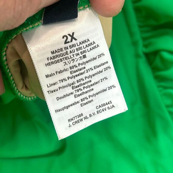 J. Crew Swimsuit Womens 2X Plus Kelly Green Strapless Ruched One Piece Bathing - Picture 9 of 16